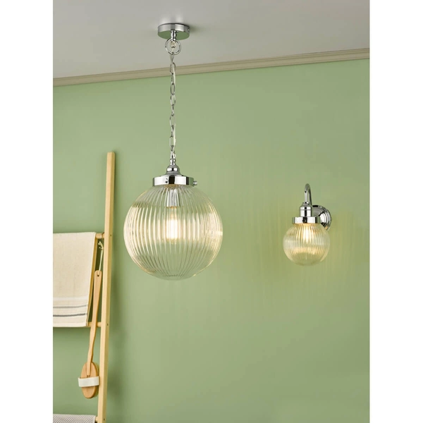 Wisząca lampa kulista Tamara TAM0150-IP44 szklana na łańcuchu IP44 chrom