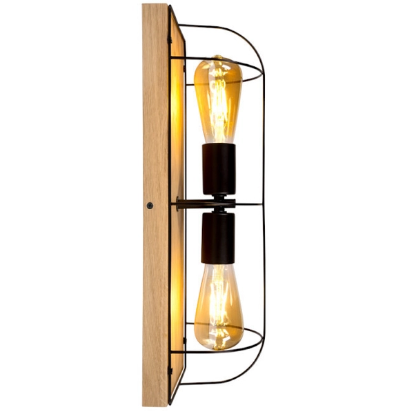 Druciana lampa sufitowa NETUNO 92043274 retro drewno czarna