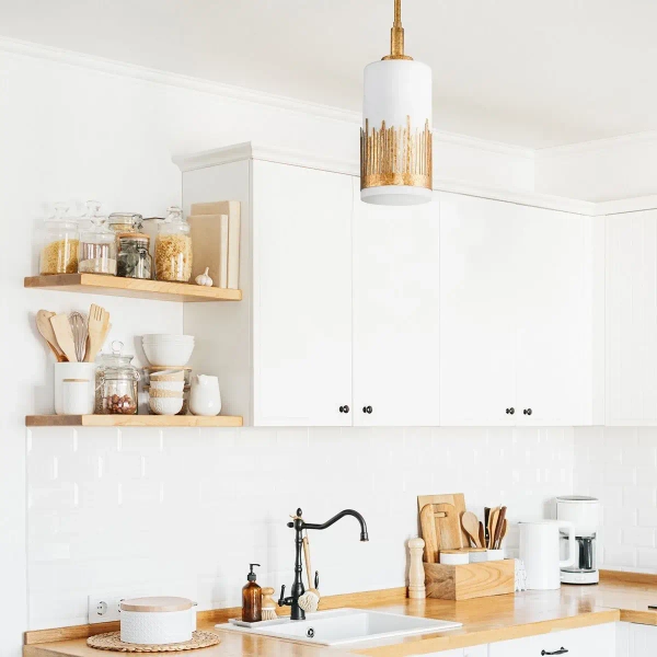 Podłużna zwisająca lampa Sawgrass QN-SAWGRASS-MP-DG-O szklana złota