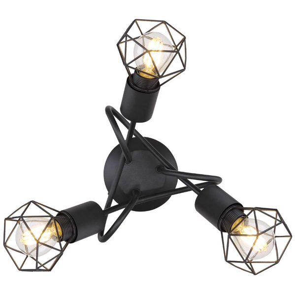 Druciana LAMPA sufitowa XARA I 54802S-3D Globo industrialna OPRAWA metalowy plafon pręty czarne