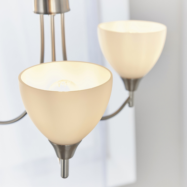 Lampa wisząca Alton 1805-3SC kielichy szkło opalowe satynowy chrom