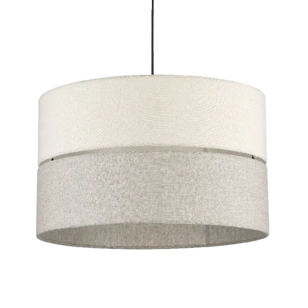 Lniana lampa zwisająca Eco 5773 tuba nad stół biały beżowy