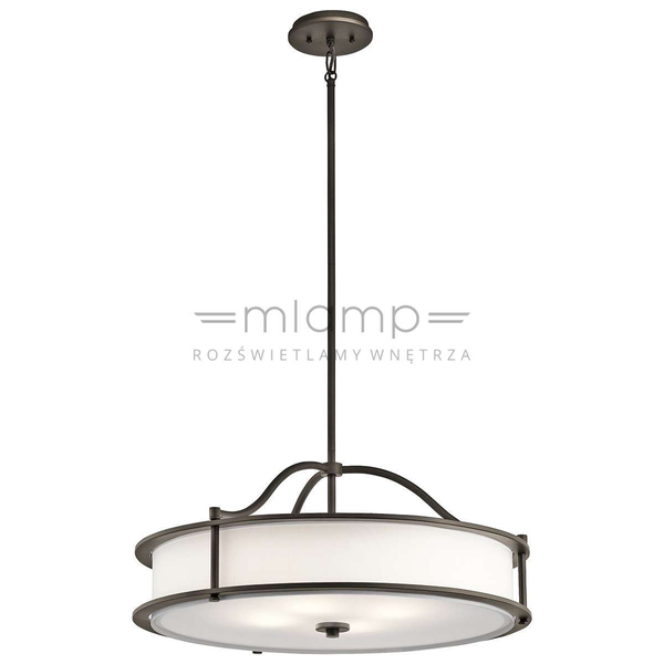 Klasyczna LAMPA wisząca KL-EMORY-P-M-OZ Elstead KICHLER okrągła OPRAWA zwis stary brąz biały