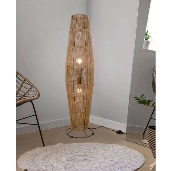 Ekologiczna lampa podłogowa Miki R41102026 papier brązowa