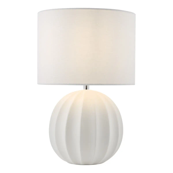 Abażurowa lampa stołowa Mavis MAV4233 kula ceramiczna biała kremowa