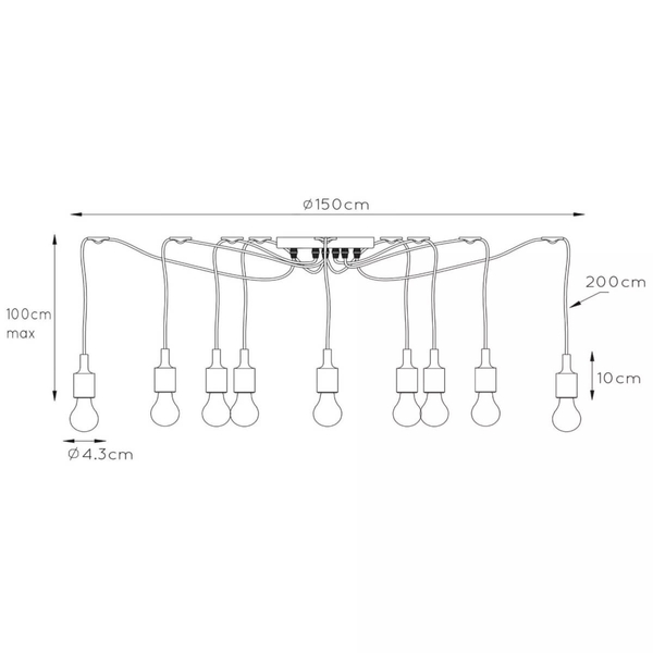 Wisząca lampa industrialna Fix Multiple pająk czarny