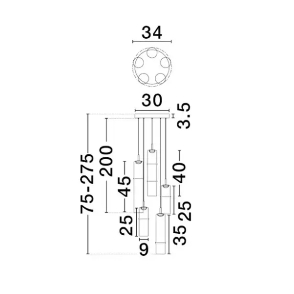 Nowoczesny żyrandol SARTANO LE45168 LED 15W 3000K złota