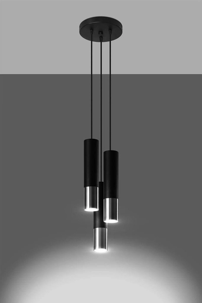 Modernistyczna LAMPA wisząca SL.0943 metalowa OPRAWA loftowy ZWIS tuby kaskada czarna chrom