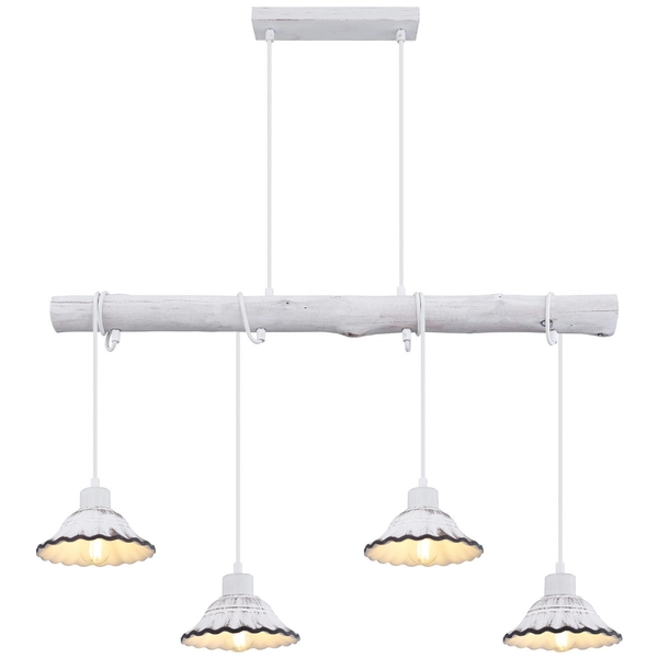 Prowansalska LAMPA wisząca JOWITA 54050-4H Globo metalowa OPRAWA zwis shabby biały czarny