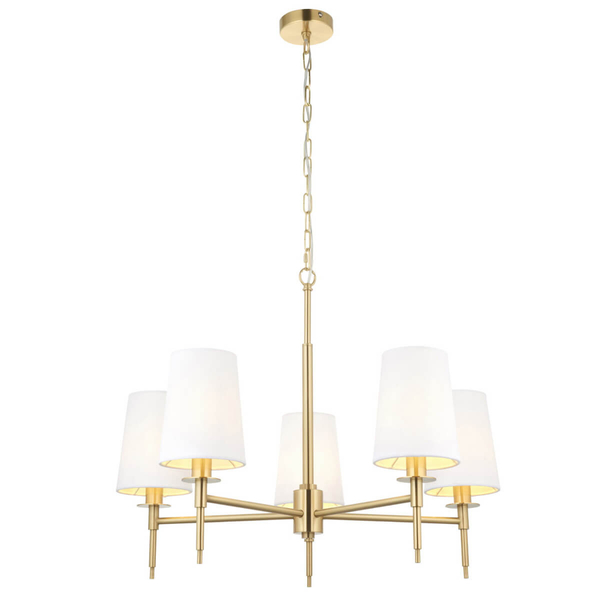Lampa zwisowa z abażurami L&-199458 Light& metalowa biała złota