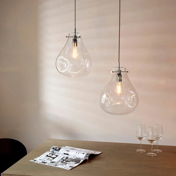 Szklana lampa wisząca Utopia 94521 industrialna przezroczysta chrom