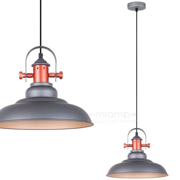 Industrialna LAMPA wisząca TEMPER MDM-2986/1 GR Italux metalowa OPRAWA loftowy ZWIS szary miedziany