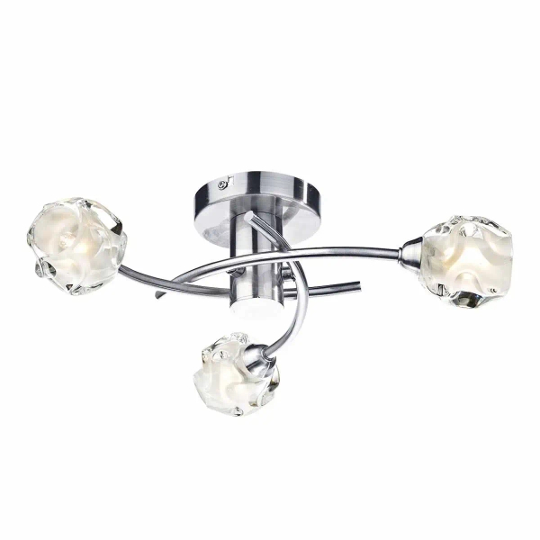 Potrójny plafon sufitowy SEATTLE satynowy chrom metalowy szklany G9 do salonu SEA5346