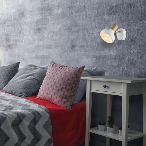 Kinkiet LAMPA ścienna HOLLY 5943 Rabalux skandynawska OPRAWA reflektorek drewno biały