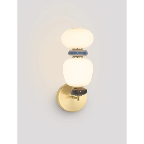 Ścienna lampa do sypialni FELANZO LE45242 ceramiczna biała złota niebieska