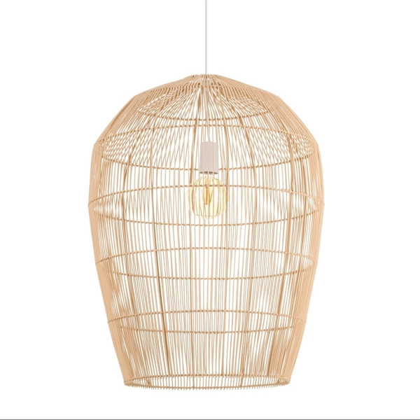 Wisząca lampa Haiti 11165 kosz japandi cage drewniana bambusowa biała