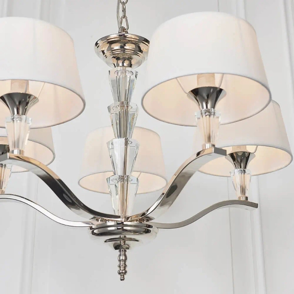 Lampa wisząca z abażurkami Fiennes FIENNES-5NI na łańcuchu chrom biały