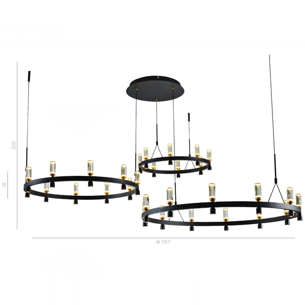 Industrialna LAMPA wisząca ALMELO PND-83812-60 Italux metalowa OPRAWA loft ZWIS okrągły LED 137,6W 3000K ring czarny