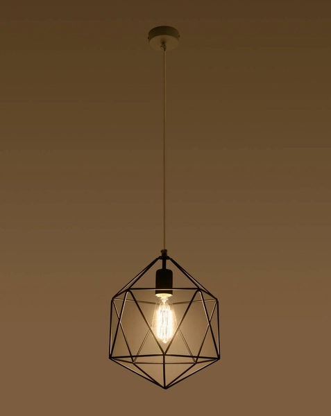 Druciana LAMPA wisząca SL.0291 industrialna OPRAWA zwis druciak metalowy czarny