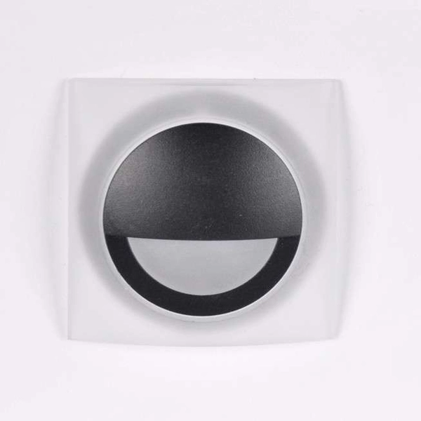 Wupszczana LAMPA schodowa Q5 LED 313713 Polux podtynkowa OPRAWA kwadratowa LED 3W 4000K metalowa IP44 grafitowa