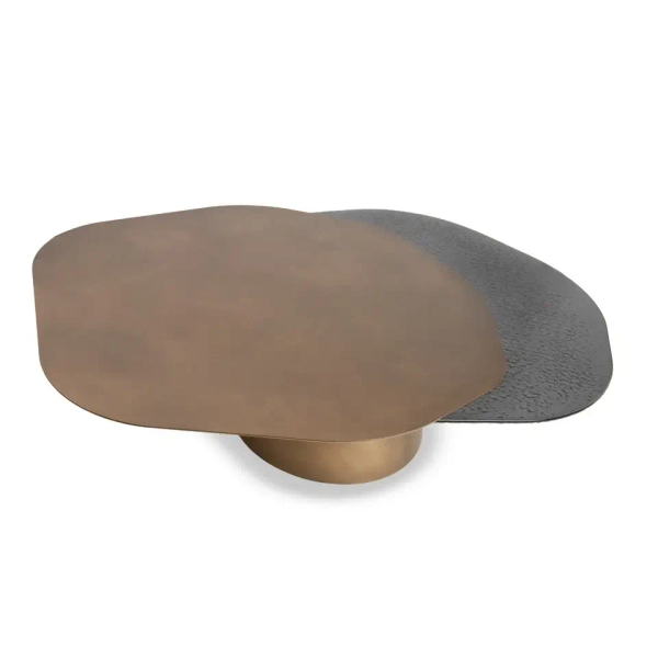 Modernistyczny stolik kawowy ORFEO MM001501100372 złoty czarny szklany 147cm