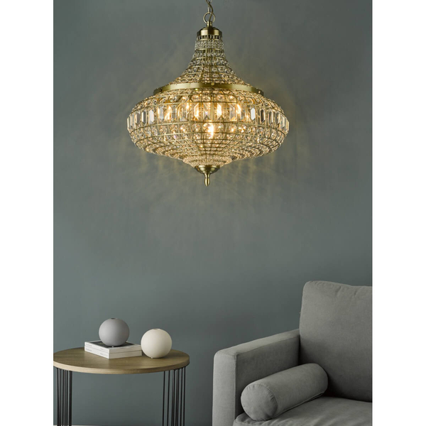Wisząca lampa kryształowa Asmara ASM0675 mosiądz przezroczysty