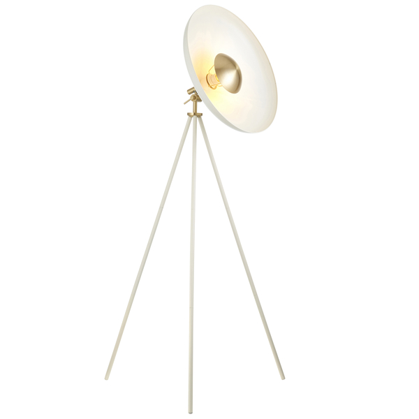 Podłogowa lampa na trójnogu L&-196563 Light& okrągła biała mosiądz