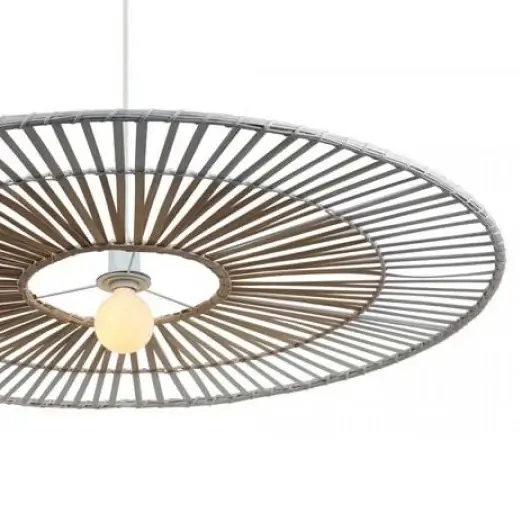 Ekologiczna wisząca lampa 19106 do jadalni bambusowa biały