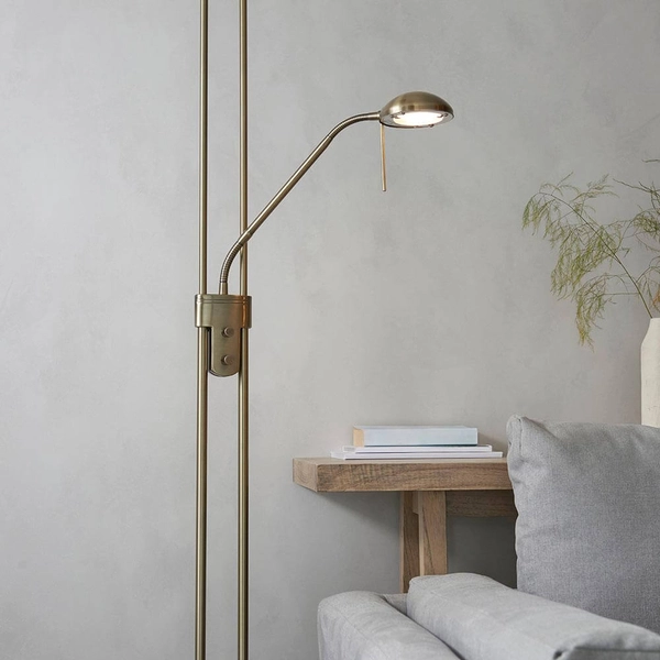 Lampa podłogowa do czytania Rome ROME-AN regulowana mosiądz biały