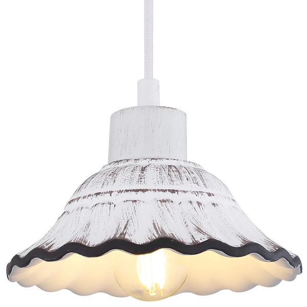 Ścienna LAMPA prowansalska JOWITA 54050W Globo ceramiczna OPRAWA kinkiet shabby biały