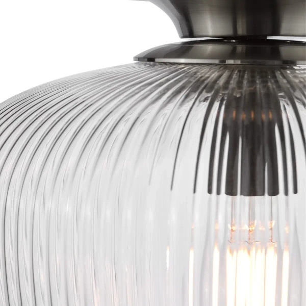 Szklana lampa sufitowa do jadalni Abrielle ABR5208 ryflowany nikiel