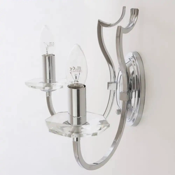 Pałacowy kinkiet Riga W02779CH Cosmolight metal kryształ srebrny