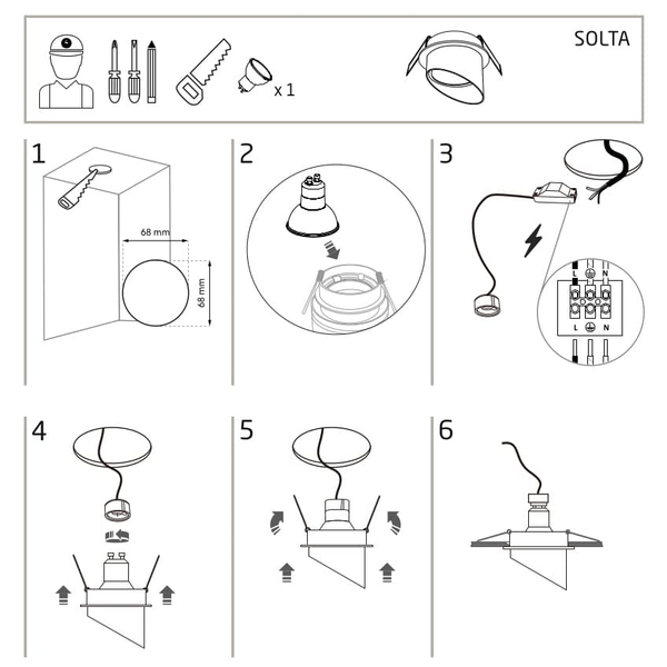 Sufitowa lampa tuba Solta 10491 Nowodvorski podtynkowa punktowa czarna