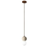 Wisząca lampa Bilo PL0135 Yaskr drewno kamień kula beżowa biała