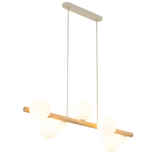 Lampa wisząca na listwie Estera 5905 bańki kule beżowa biała