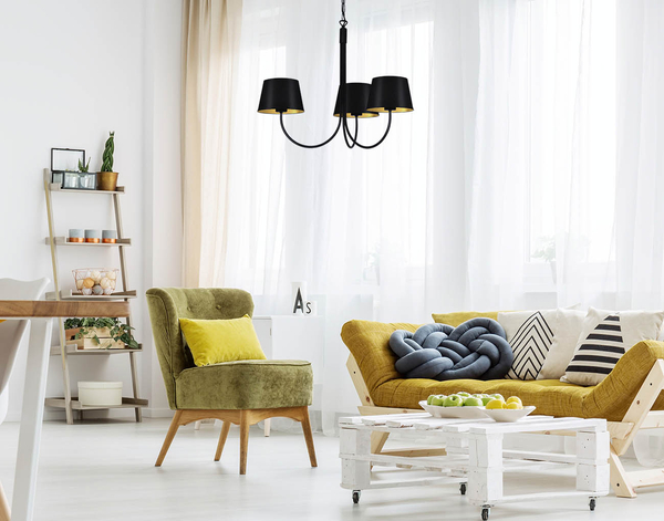 Wisząca lampa Sasto K-4335 klasyczna do salonu czarna złota