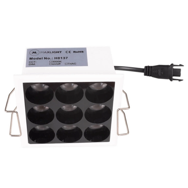 Kwadratowa lampa wpuszczana X-LINE H0137 Maxlight LED 10W 3000K biały czarny