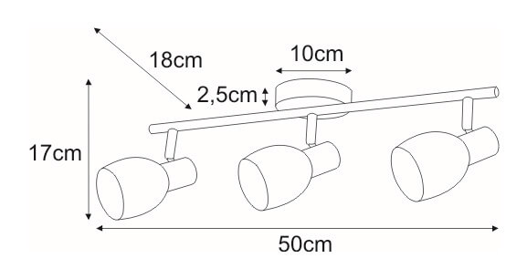 Lampa sufitowa Embo K-8001/3 listwa z reflektorkami chrom