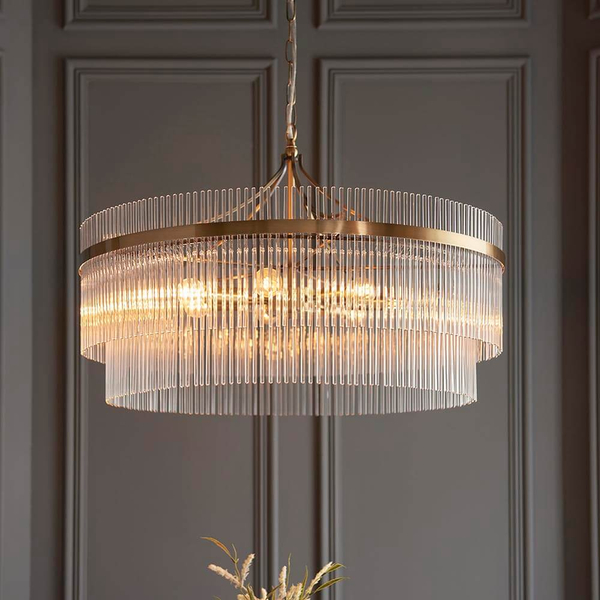 Szklana lampa wisząca Marietta Grand 112574 na łańcuchu mosiądz