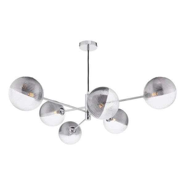 Szklana lampa wisząca Vignette VIG0650-19 kule żebrowane chrom