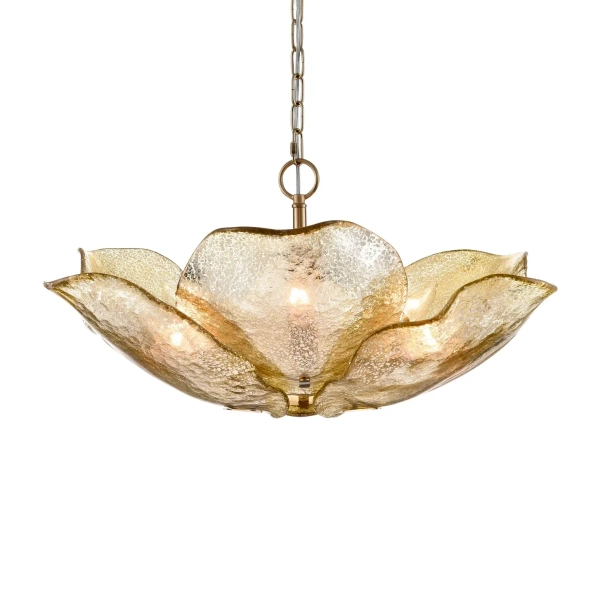Szklana lampa wisząca Wellington P06333BR na łańcuchu mosiądz