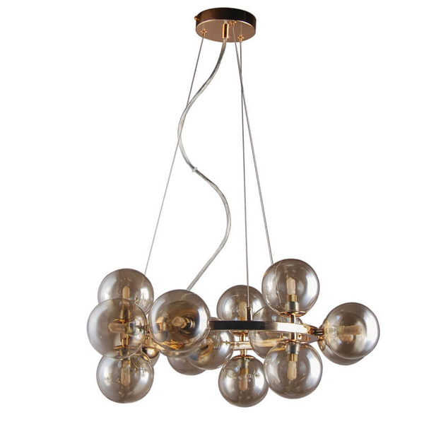 Wisząca lampa jadalniana Marbelio PND-6161-15 GO+CO złota przydymiona
