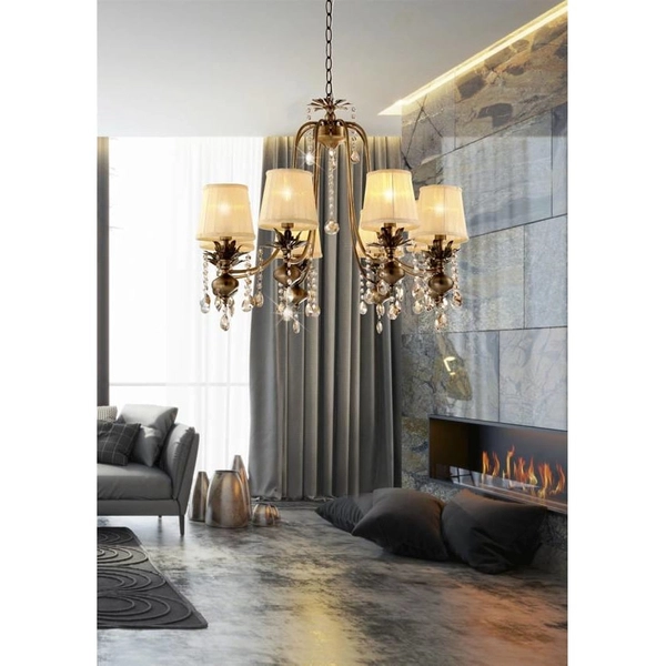 Żyrandol z kryształkami Adonis 38-13873 Candellux abażurowy kremowy patyna