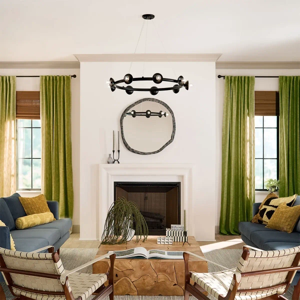 Industrialny żyrandol do salonu Palta KL-PALTA9-BK ring metalowy czarny