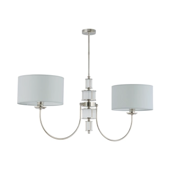 Podwójny żyrandol do salonu Cero CER-ZW-2 (N) z abażurami biały nikiel