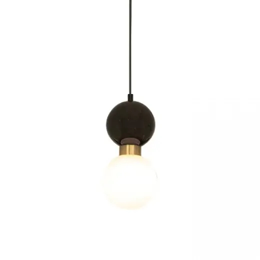 Marmurowa wisząca lampa 23241 kula biała mosiądz czarny