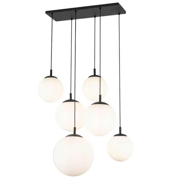 Zwisowa lampa na belce Esme 4793 do salonu balls biała czarna