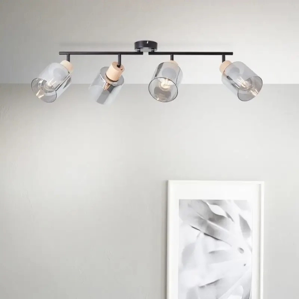 Loftowa lampa sufitowa Weald 99839/93 szklana czarna przydymiona