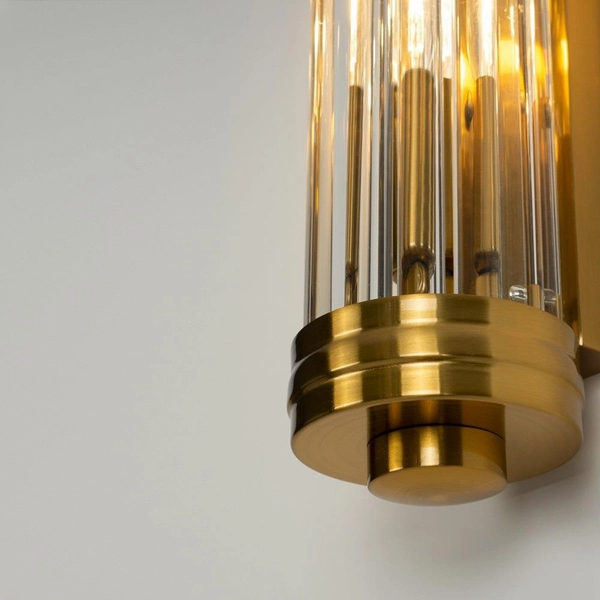 Kinkiet LAMPA ścienna FLORENCE W0240 Maxlight szklana OPRAWA okrągła glamour mosiądz przezroczysta