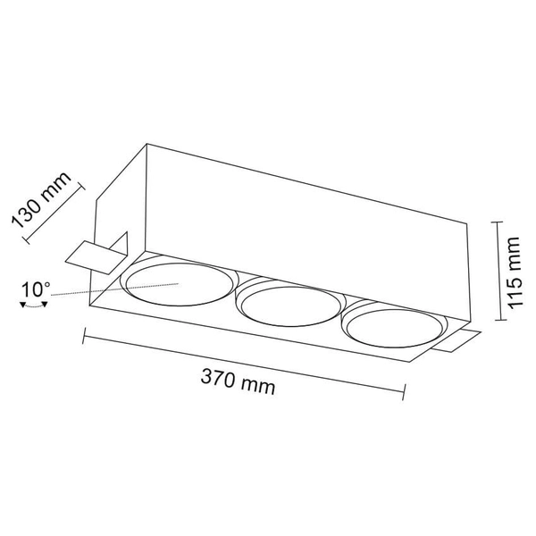 Wpust LAMPA sufitowa YATOMI 3332 Shilo prostokątna OPRAWA podtynkowa OCZKA regulowane listwa metalowa czarna